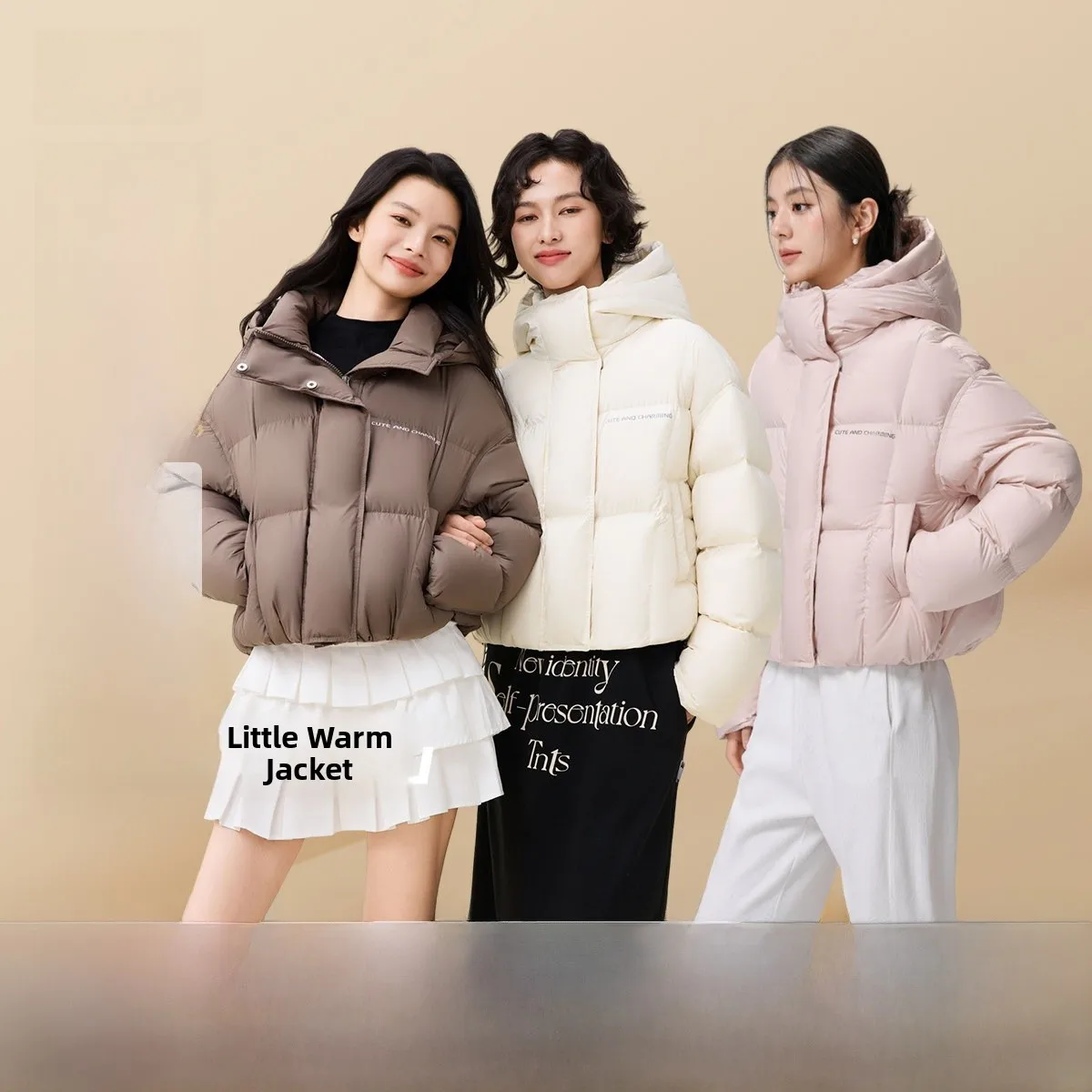 

Зимняя женская короткая куртка-пуховик Snowy Flight 2026 в корейском стиле: теплая, модная, для города и повседневной носки