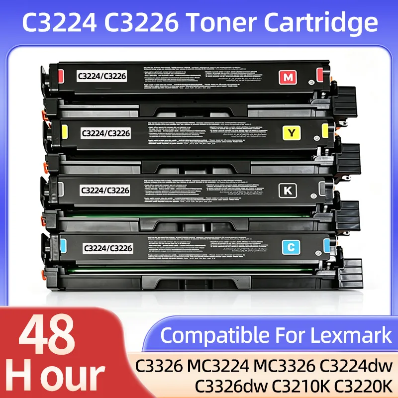 With Chip C3224 C3226 Toner Cartridges C3210K0 C3220K0 Compatible for Lexmark C3224 C3326 MC3224 MC3326 C3224dw C3326dw Printer