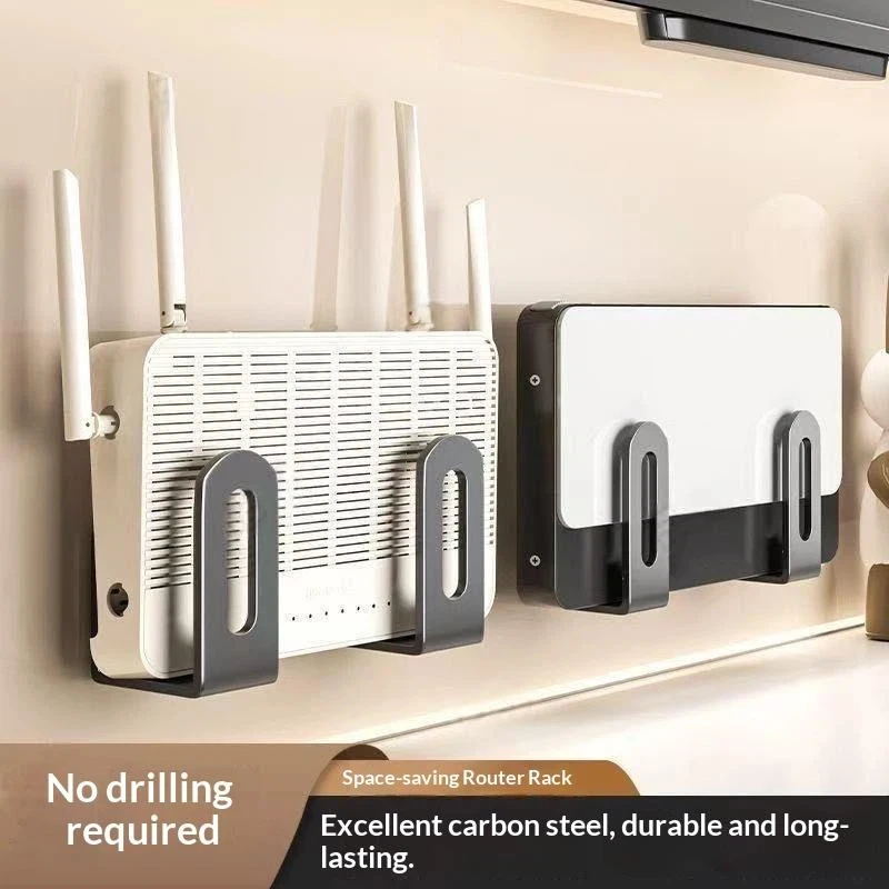 [Nice]2pcs Home Router Storage Box Wall Artifact Set-top Box Wall-mounted Fixture Support Bracket Wifi Placement Rack ForLiving