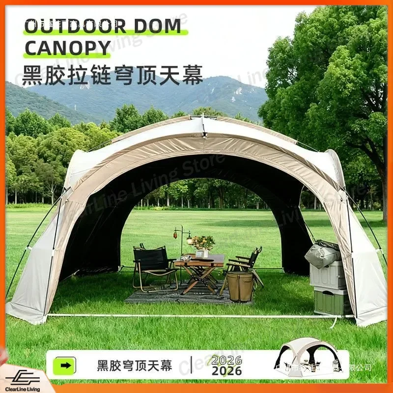 Outdoor Vinyl Dome Canopy Camping Tent Rainproof Sunproof Insect Proof Awning Yurt Tent for Backyard Garden Patio RV Travel