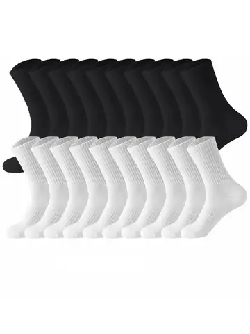 5/10/20 Pairs Neutral Solid Color Round Neck Socks Spring Summer Sweat Absorbing Breathable Comfortable All-season Sports Socks