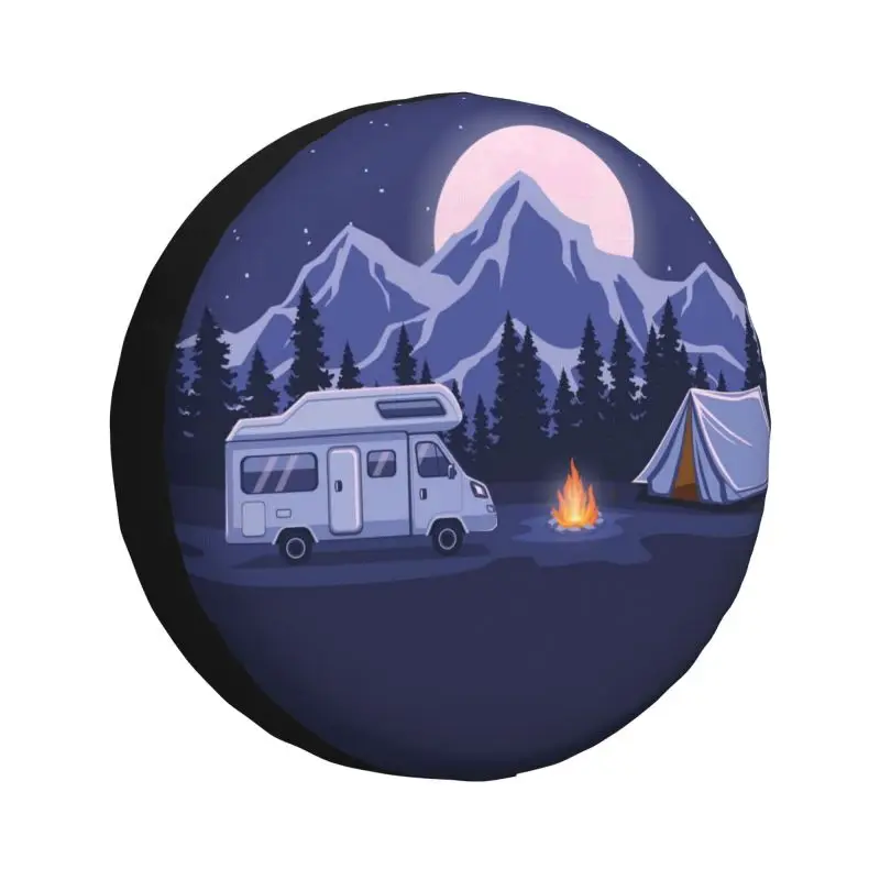 Custom Happy Camper Spare Tire Cover for Prado Pajero Jeep RV SUV 4WD 4x4 Camping Adventure Travel Car Wheel Protector Covers