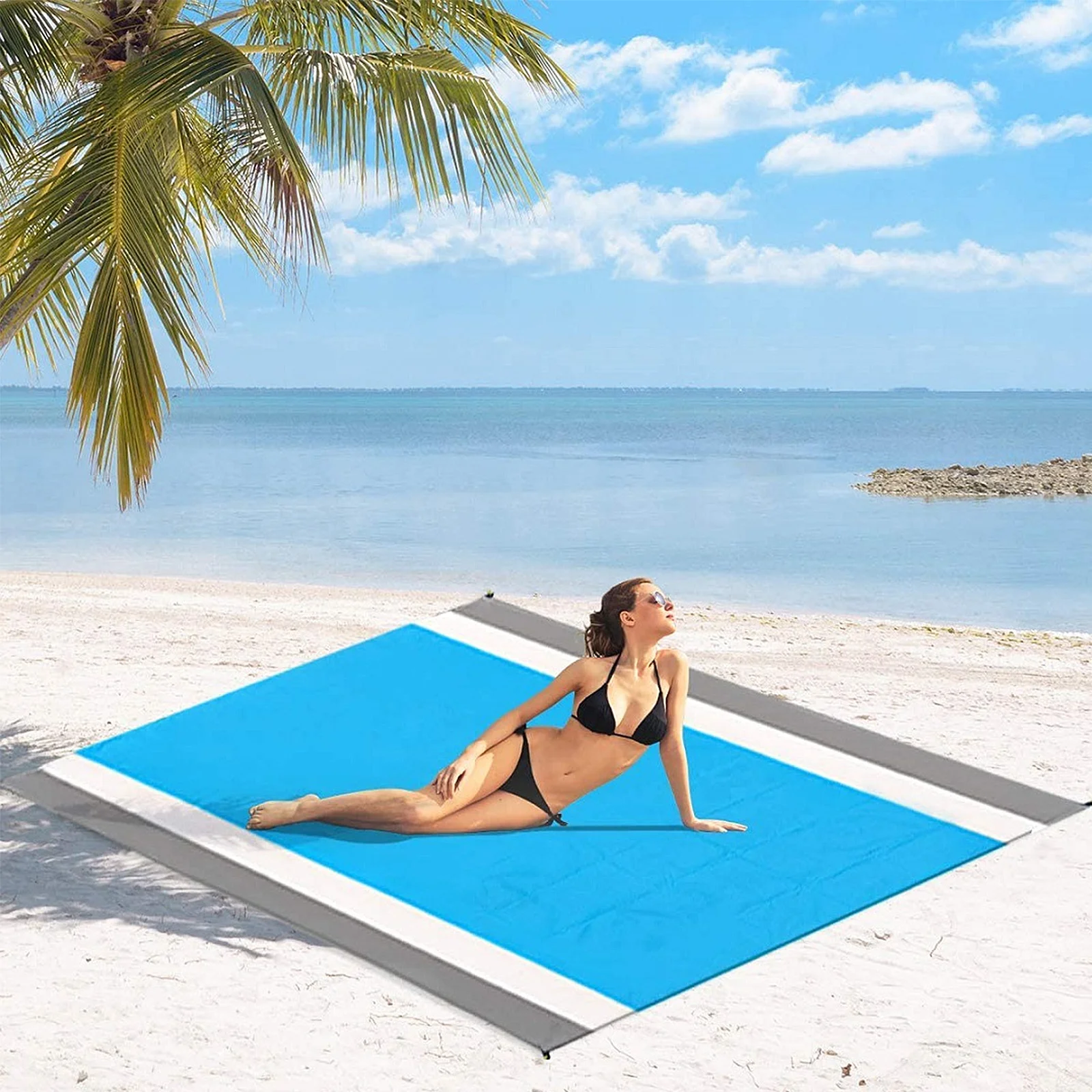 

Waterproof Beach Blanket Sand- Off Quick-Dry Portable Camping Mat For Outdoor Picnic Travel Ground Cover Tent
