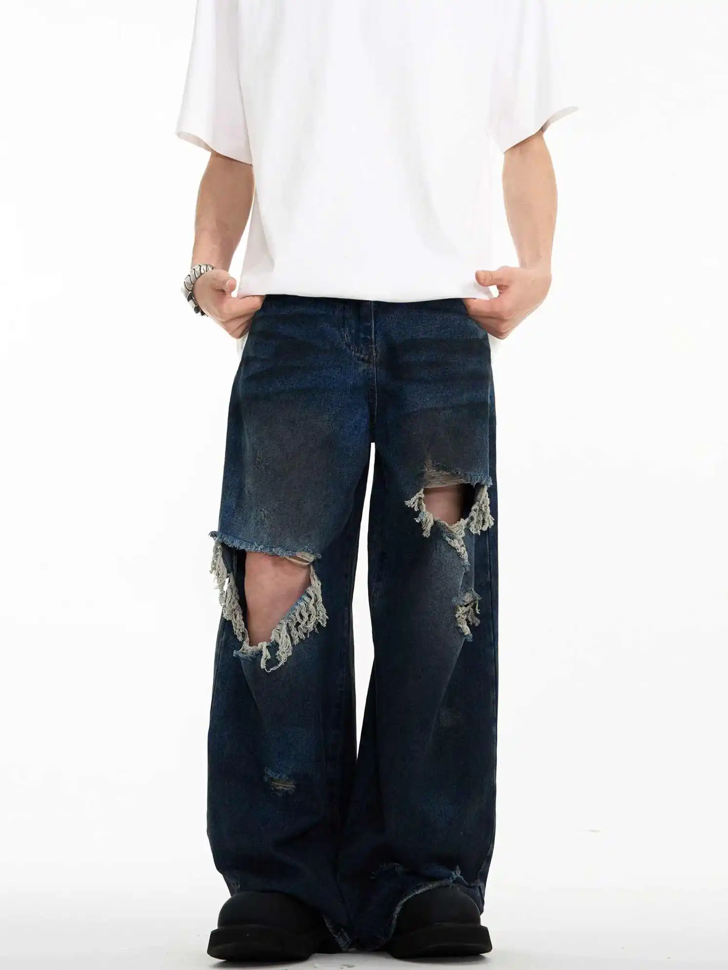

Harajuku Y2K Loose High Waist Jeans 2024 Autumn Sheath Leopard Patchwork Pants Women's Vintage Skinny Street Style Denim Trouser