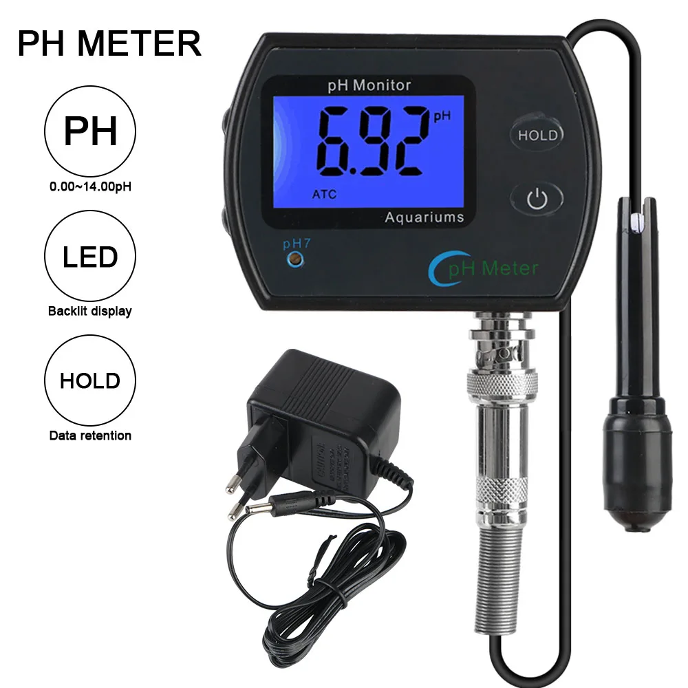 For Aquarium Multi-parameter Water Quality Monitor EU plug Online pH monitor Acidometer Professional Accurate pH Meter