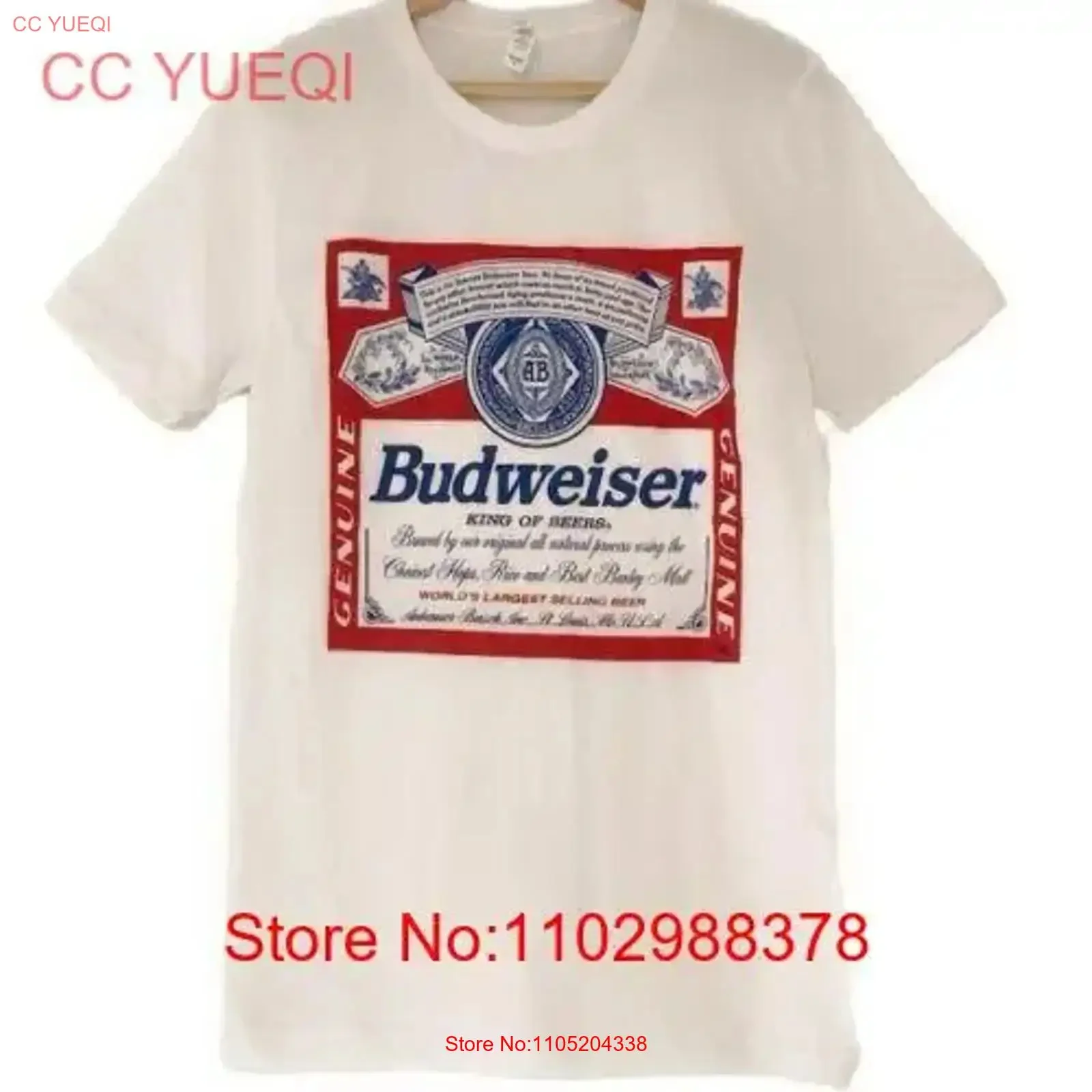 Brew City Budweiser King Of Beers camiseta blanca marfil nueva ropa de diseñador lavada vintage streetwear moda cómoda