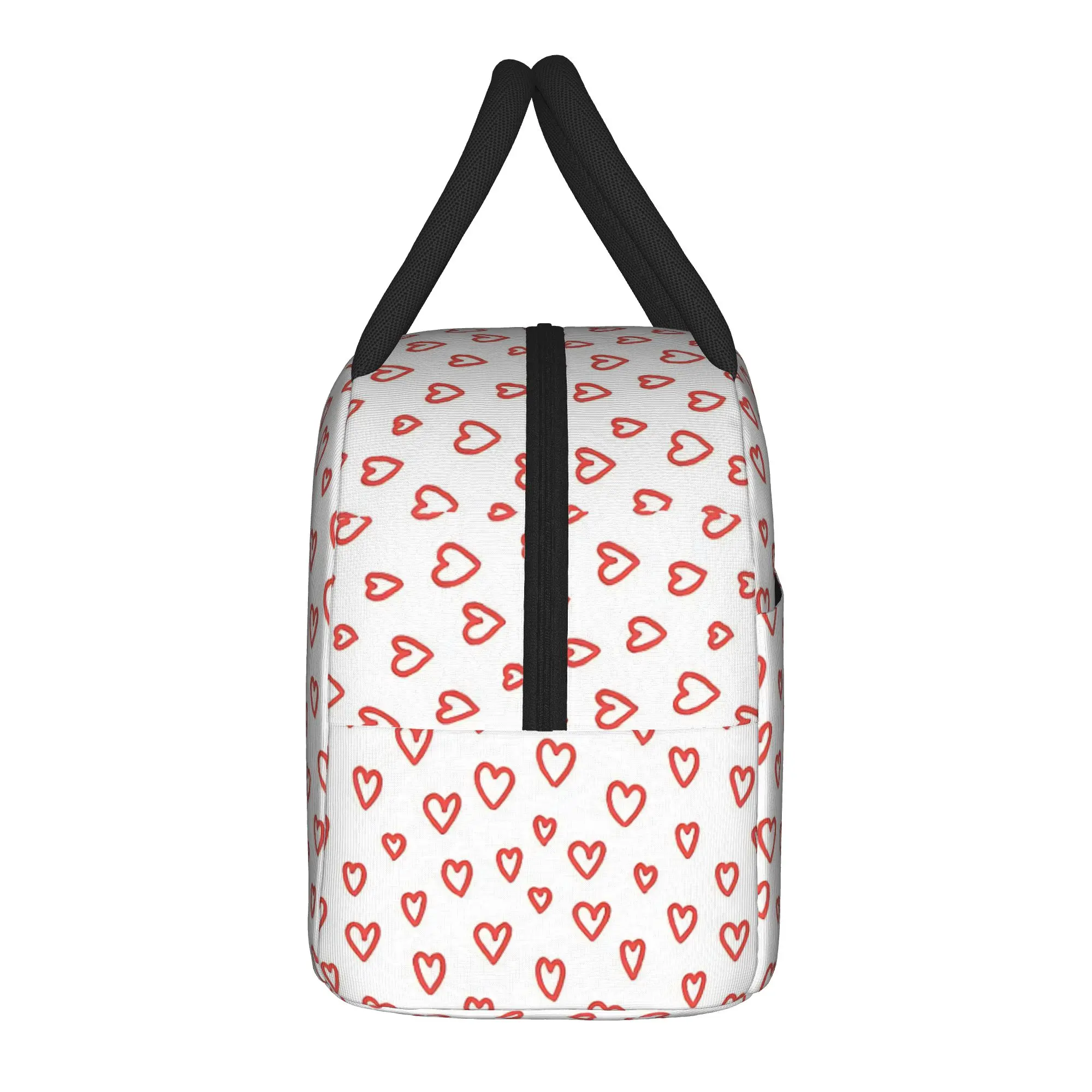 Drawing Hearts Pattern Insulated Lunch Bag Portable  Meal Container Cooler Bag Tote Lunch Box School  Travel Food Bag