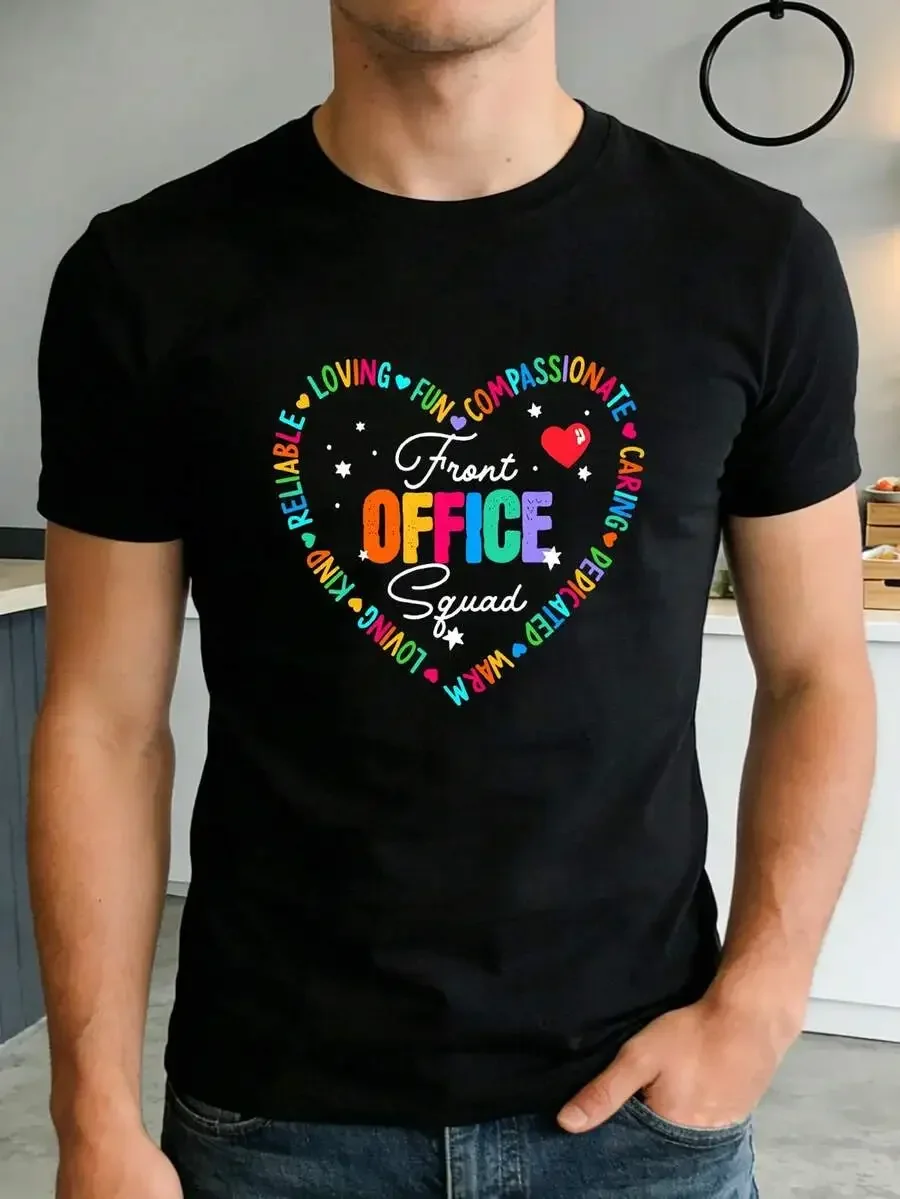 Men And Women's School Secretary And Administrative Staff Thank You T-Shirt 220GSM Solid Color Retro Office Team T-Shirt, With F