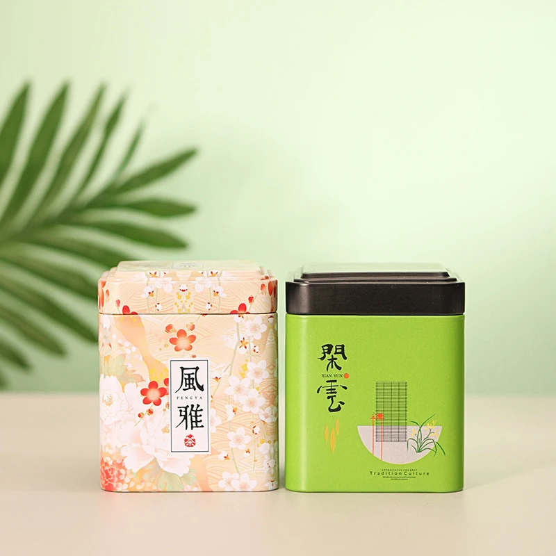 1PC Mini Square Tinplate Storage Box Creative Portable Sealed Tea Caddy Small Coffee Jar Container Cans Spices Storage Boxes