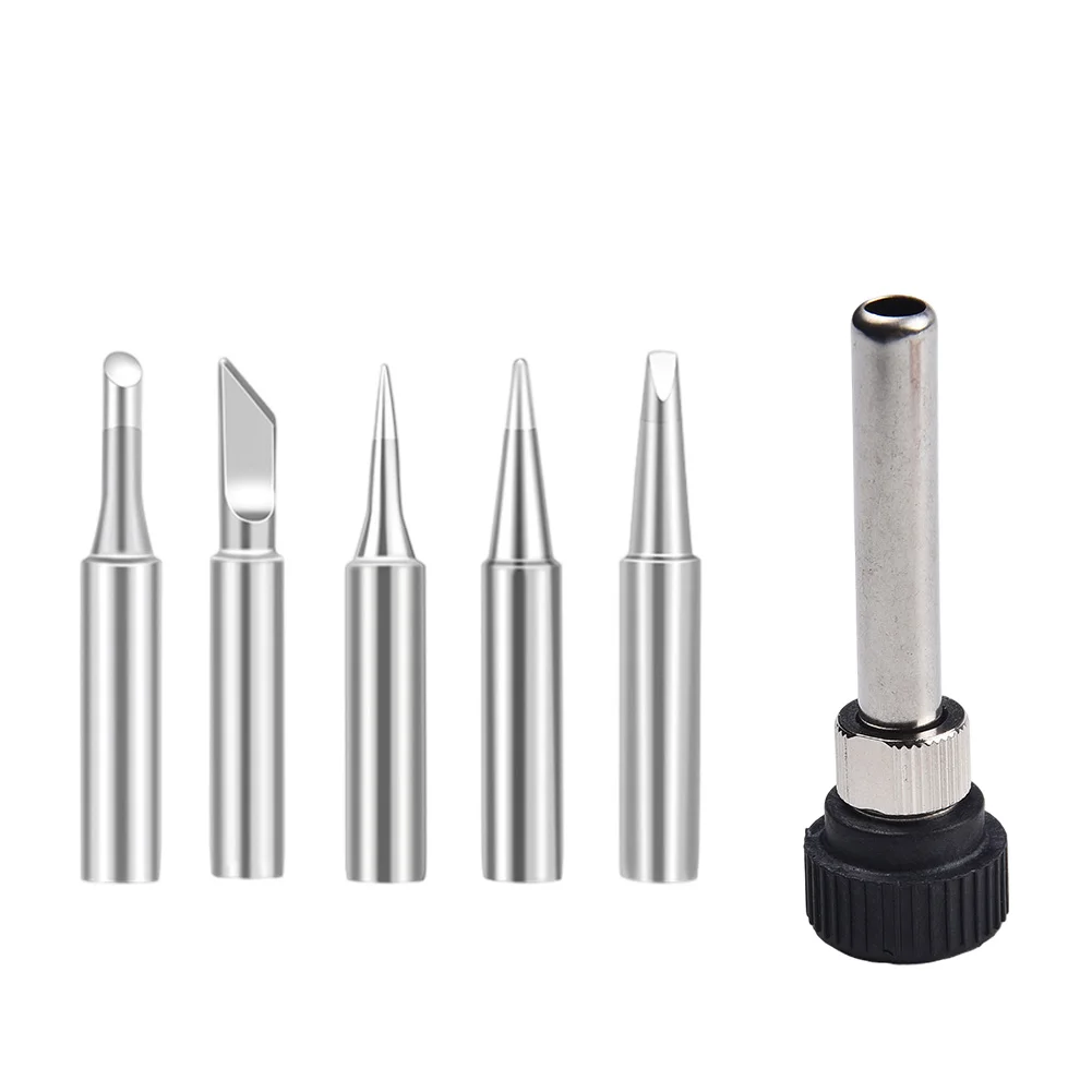 6pcs 900M-T Soldering Tips Kit With Handle High Thermal Conductivity Copper For Heatset Insert Mounting