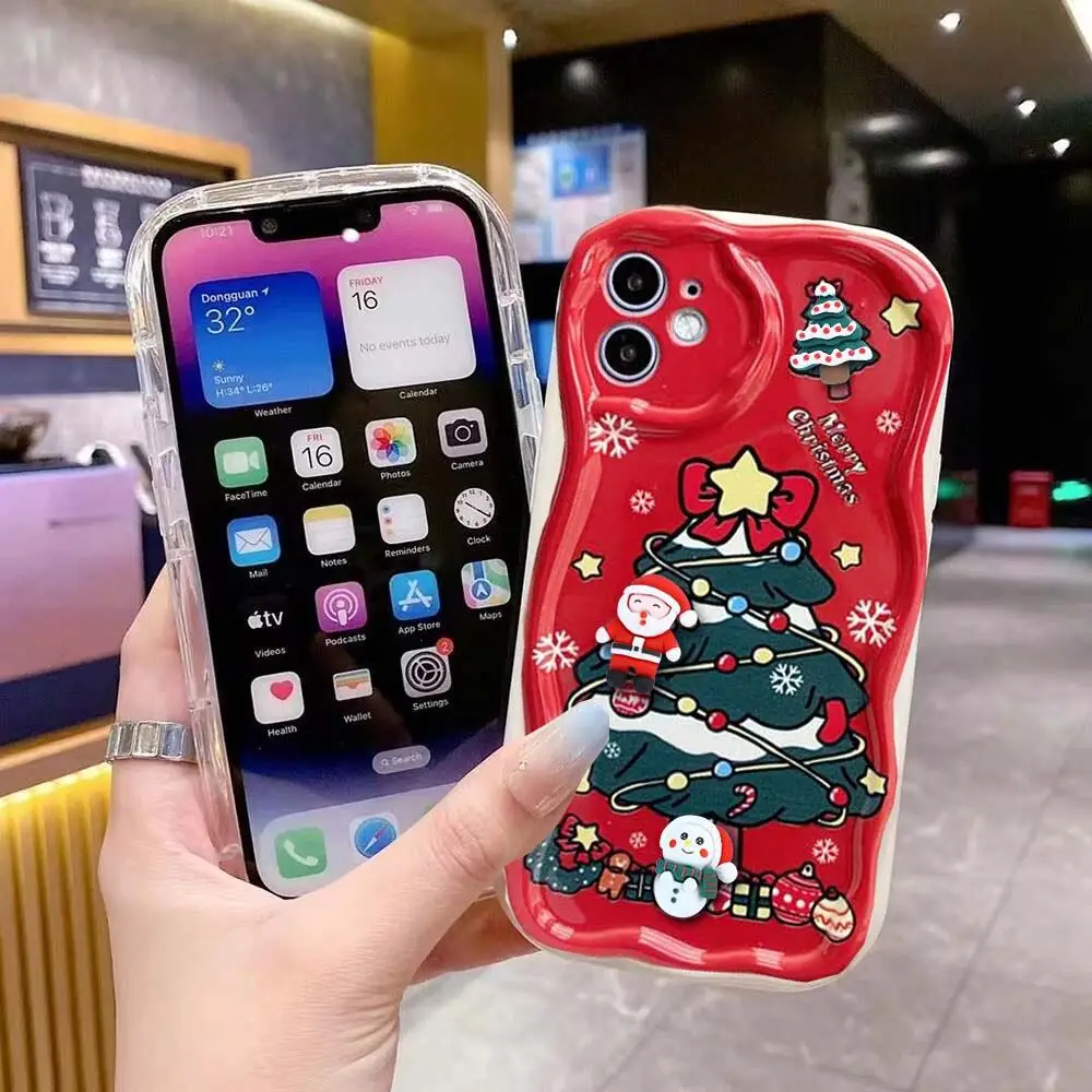 Cute 3D Santa Claus Elk Snowman Christmas Tree Case For Samsung Galaxy A03 A05S A33 A72 A15 A06 A51 A30S S25 Ultra Plus Cover