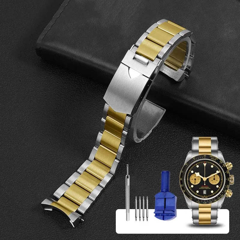 22mm Solid Stainless Steel Watchband For Tudor Black Bay 79230 79730 Heritage Chrono Watch Strap Wrist Bracelet No Rivet BAND