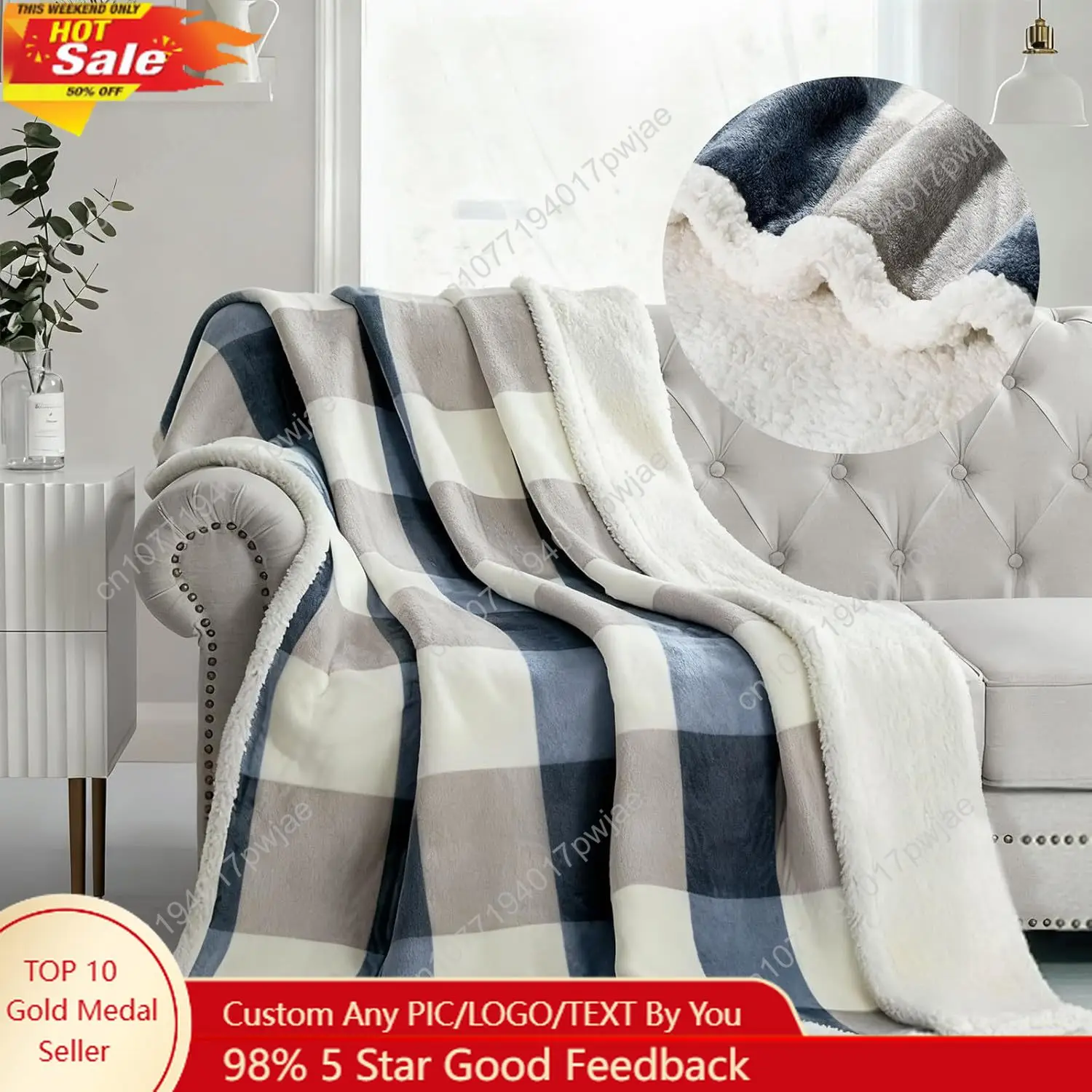 

PU MEI Sherpa Fleece Throw Blanket Reversible Plush Fluffy Large Big Blanket Lattice Flannel Blankets for Sofa Couch