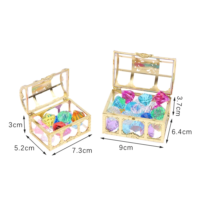 Crystal Box Treasure Kids Toys Acrylic Colorful Diamond Gems Plastic Large Jewels Big Child