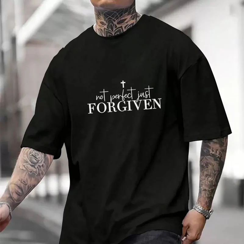 

Not Perfect Just FORGIVEN Men's And Women's T-shirt Summer New Cotton Tee Short-sleeved Motorcycle Cycling Top