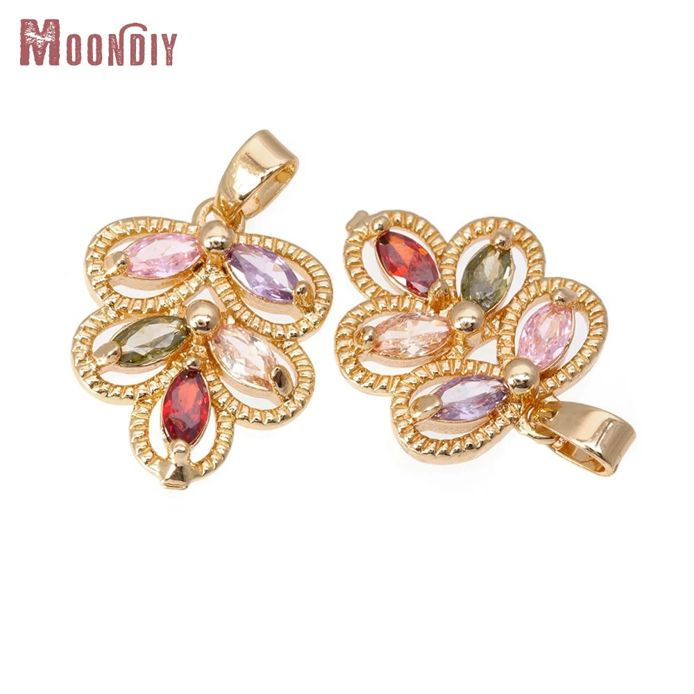 

18K Gold Color Brass and Zircon Tree Leaf Leaves Necklaces Charms Pendants High Quality Diy Earrings Jewelry Making Accessories