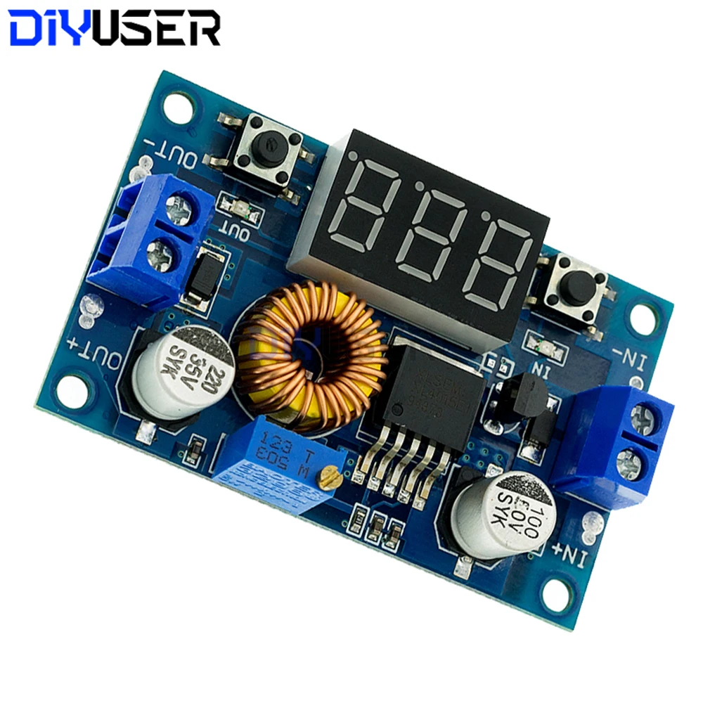 Convertitore buck DC-DC XL4015 Modulo step-down regolabile 5A 75W con voltmetro digitale e calibrazione per driver LED, Arduino