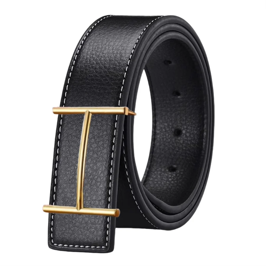 Universal Men's and Women's H-Logo Belt Fashionable Versatile Smooth Buckle Belt for Jeans Suitable for Younger Workers