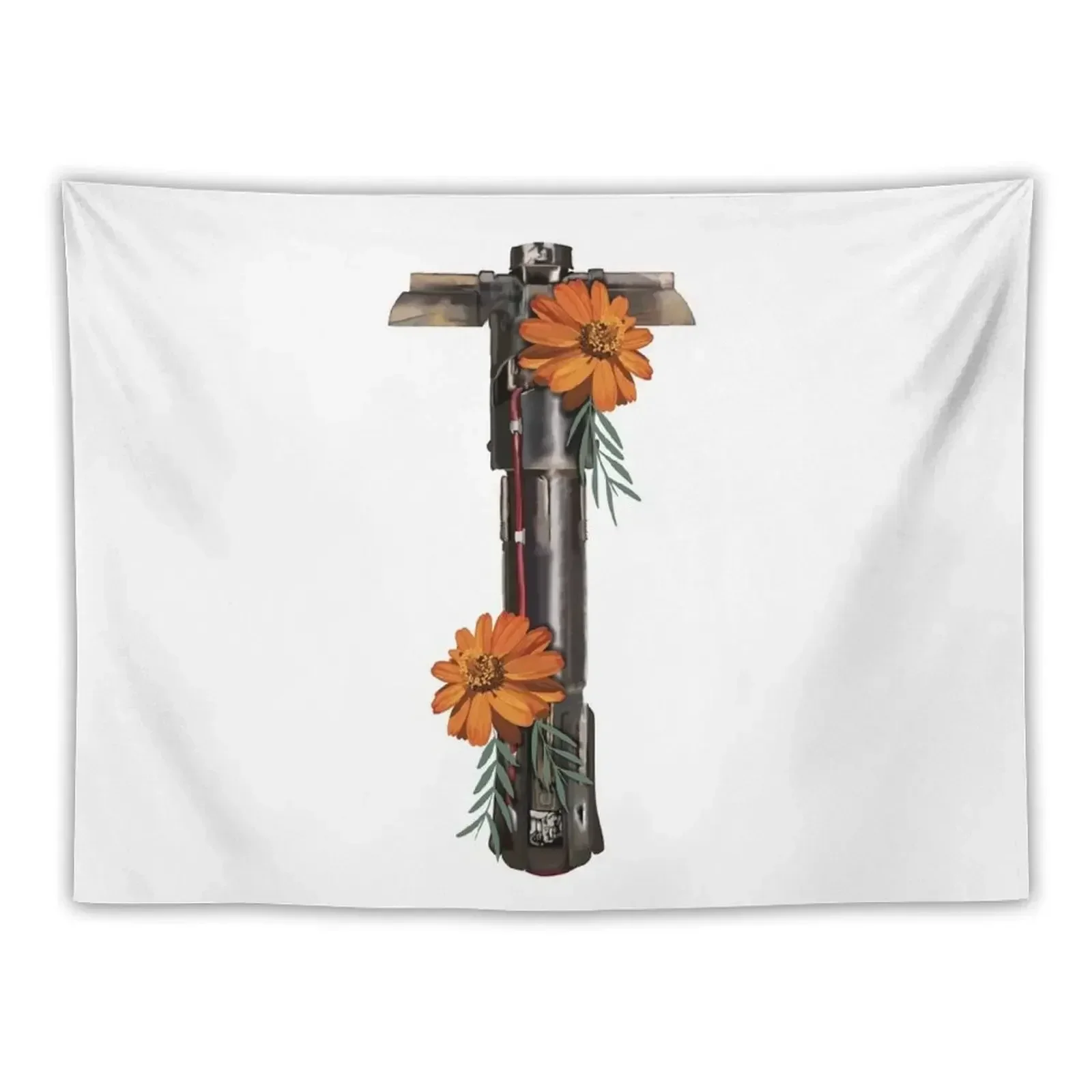 Lightsaber sprouting orange flowers Tapestry Home Decor Accessories Bedroom Decor Tapestry