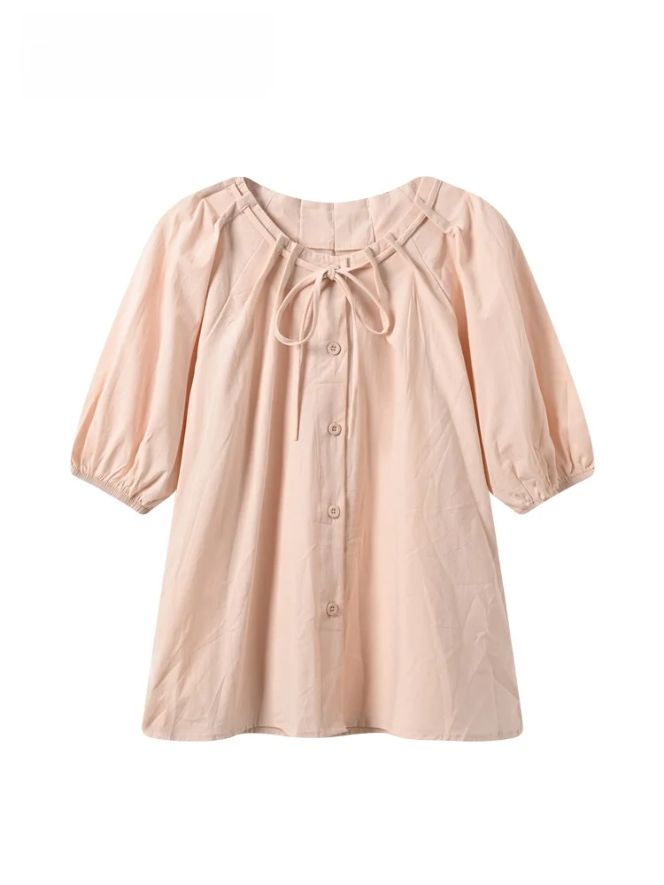 

Cara CLUB plus Size Bubble Sleeve Shirt Women's Casual Fashionable Summer New Style plus Size Sister Age Reduction Top