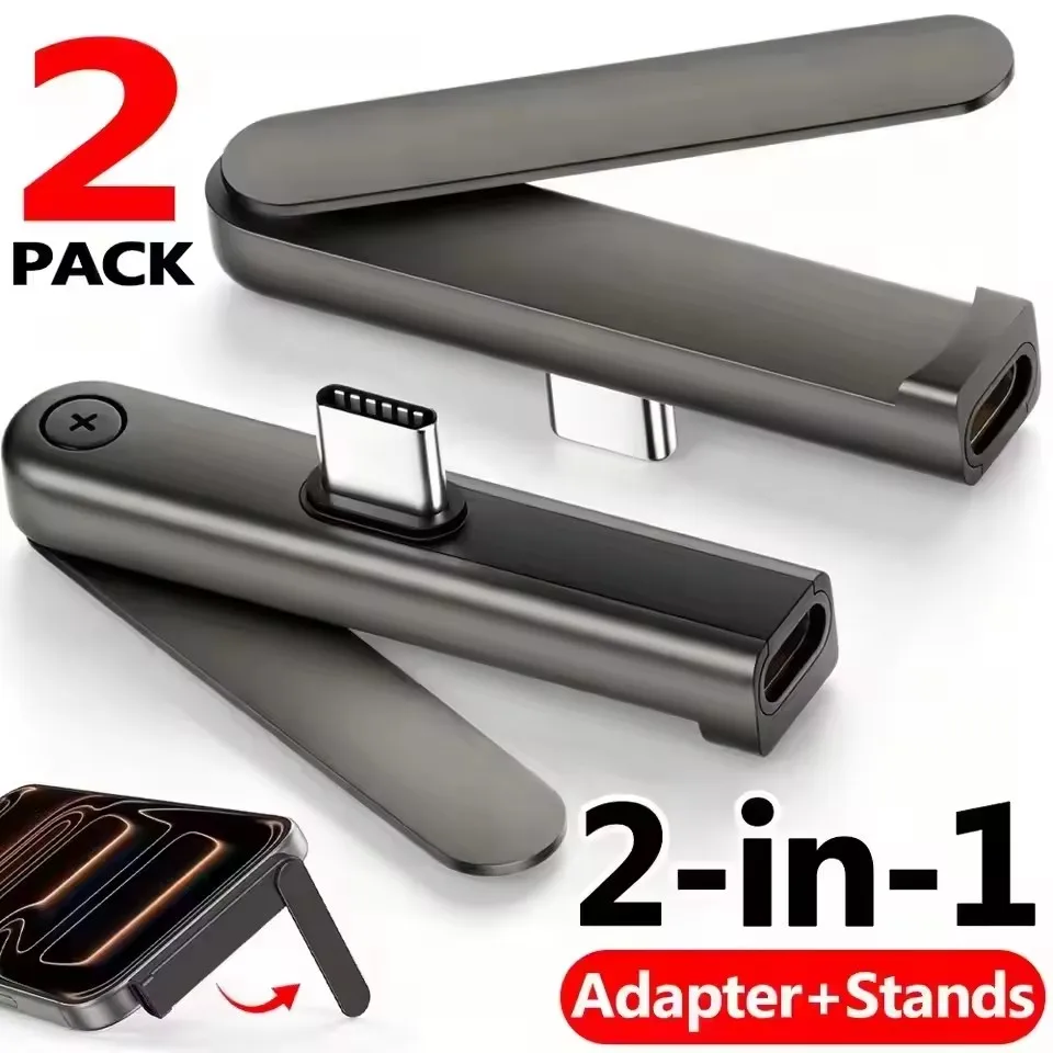 2/1PCS Portable USB C To 3.5mm Audio Bracket Foldable Adapter Folding Mobile Phone Stand Aluminum Alloy Mini Headphone Converter