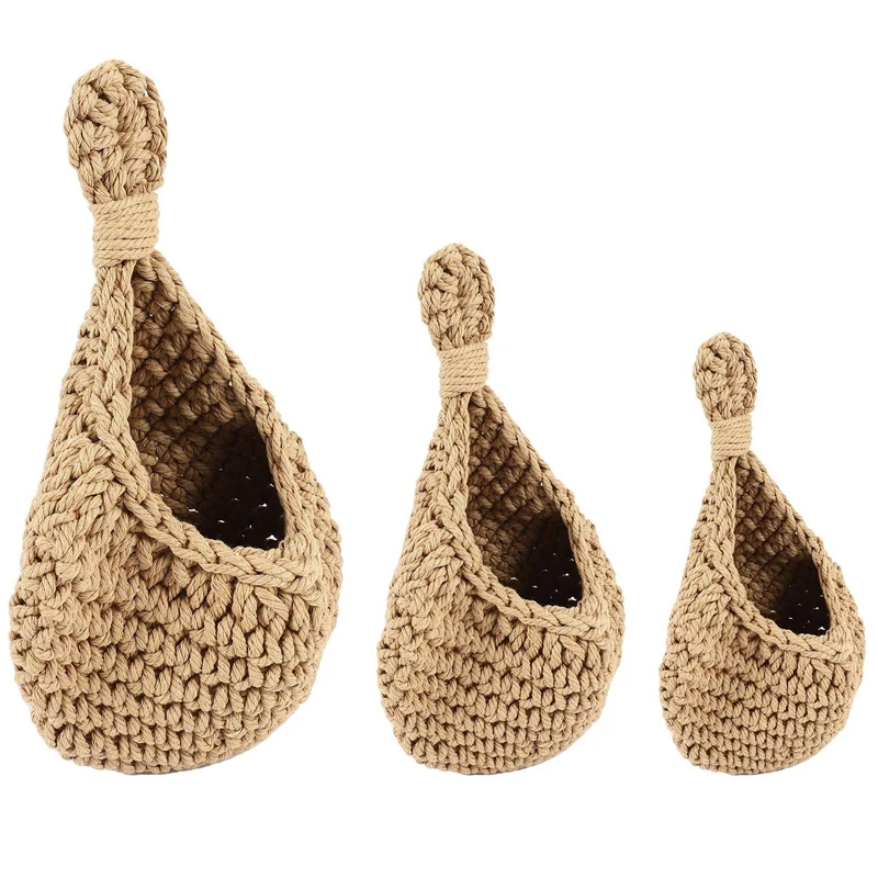 

3Pcs Boho Hanging Basket, Wall Hanging Fruit Basket For Fresh Produce Storage, Vegetable Keeper For Potato, Onion Garlic