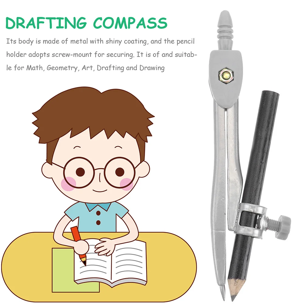 

5pcs Drawing Compass Geometry Tool For Math Woodworking Students Circle Drafting Kit Pencil Compass Portable Reusable Drawing