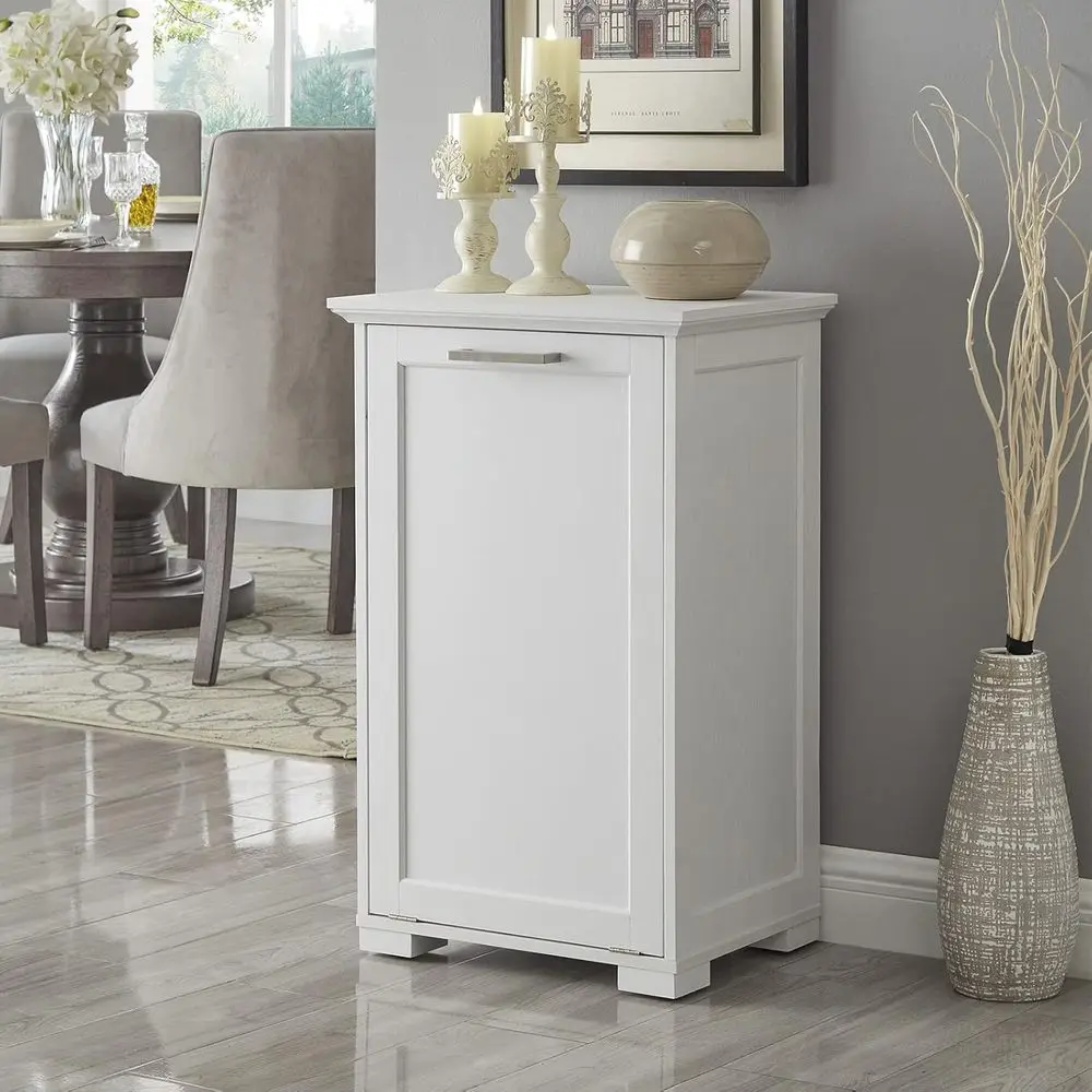 

Wooden Laundry & Trash Cabinet with Negative Ion Deodorization, White