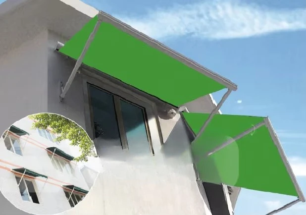 Patio Box Outdoor Shadow Decorative Aluminum Folding Down Remote Control Gas Spring Window Awning