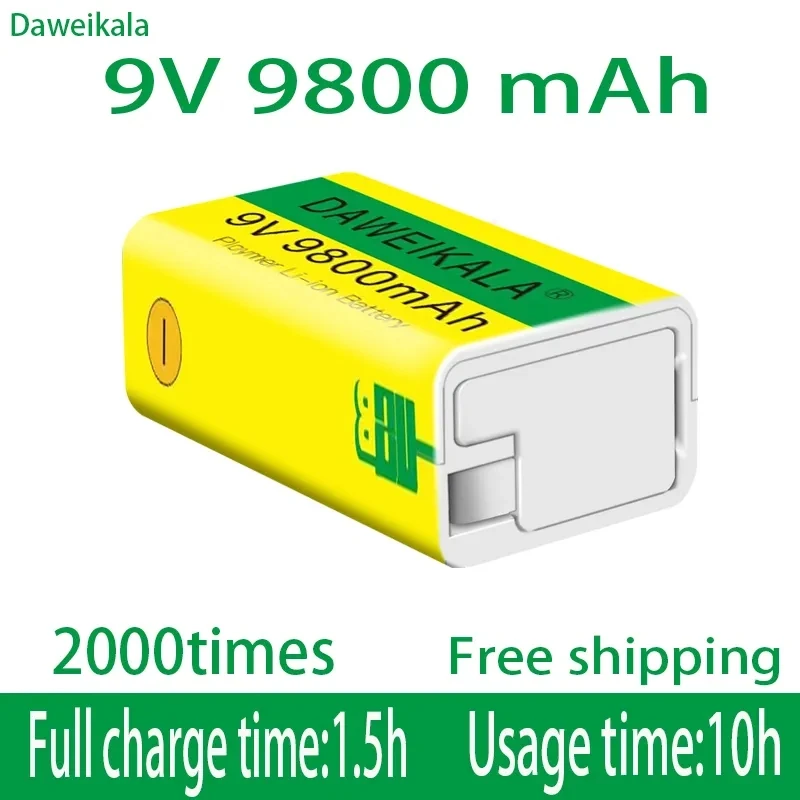 2025 9V 9800mAh Li-ion Rechargeable Battery Micro USB Batteries 9 V Lithium for Multimeter Microphone Toy Remote Control KTV Use