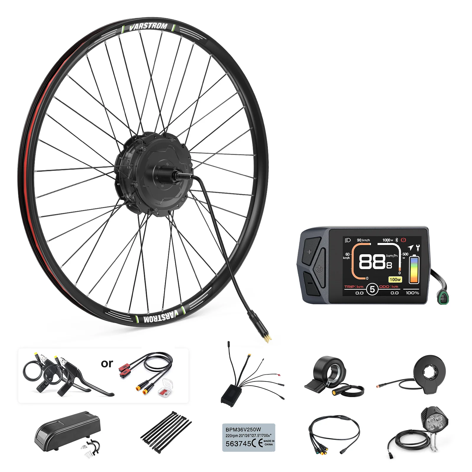 Varstrom 125XVH Naaf Achtermotor 48V 500W 750W Elektrische fiets Conversiekit 20" 26" 27.5" 29" Wiel Hoog Koppel 80Nm Tot 60 KM/H - afbeelding 2
