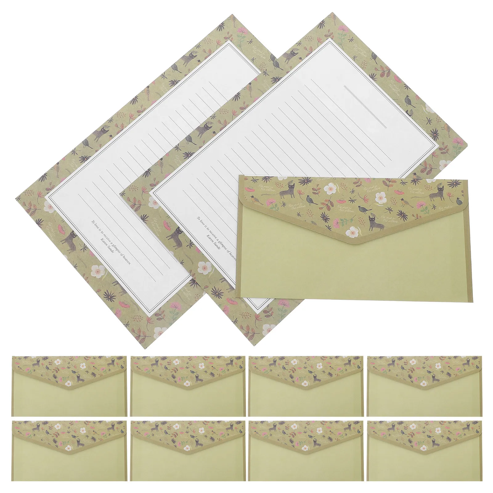 

1 Set Chinese Style Vintage Floral Writing Paper Envelope Stationery Set Large Surface Letter Paper for Thank You Cards