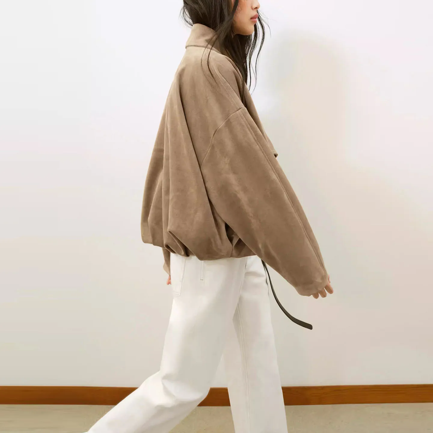 Fashionable Wrap Outerwear for Women Spring 2026 Stylish Versatile High Quality Effect Loose Fit Long Sleeve Regular Length
