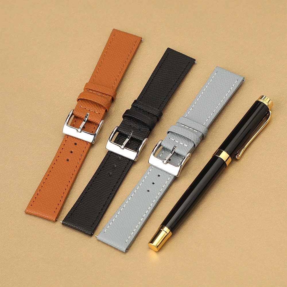 Leather Watch Strap 18mm 19mm 20mm 22mm Epsom Leather Watchband Quick Release Watch Band Handmade Palm Pattern Wristband Belt