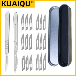 10pcs Blades Stainless Steel Surgical Scalpel 11# 23# Removable Metal Handle Storage Box for Plant Grafting Carving DIY Repair