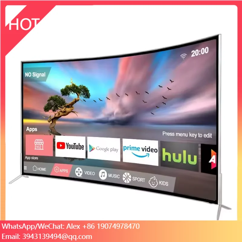 Wholesale LED TV Curved Screen 55 Inch Metal Frame Smart Android LCD TV Ultra HD 4K Smart Television 43 50 65 75 Inch For Option