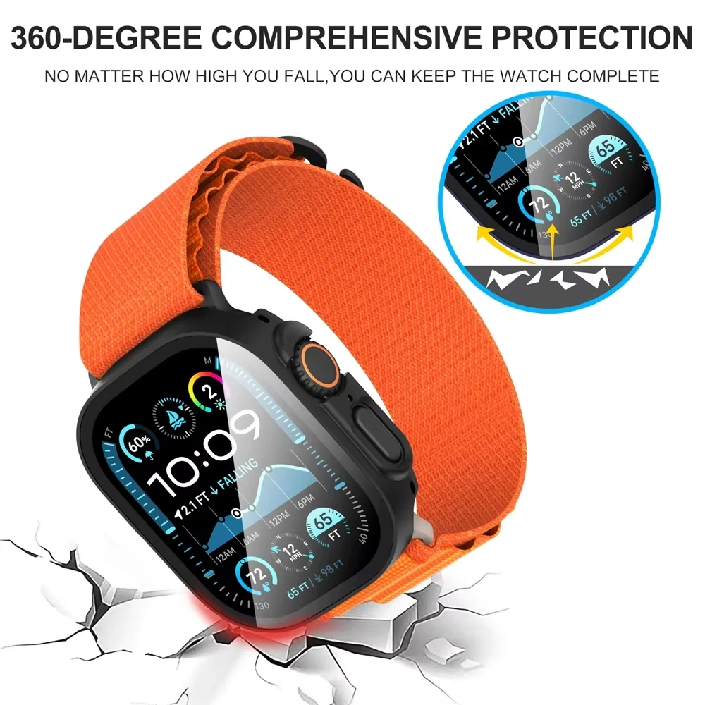 애플워치 49mm 울트라 2 스크린 보호필름 iWatch 케이스 3팩 커버, 풀커버 초슬림 하드 PC 범퍼 케이스 스크래치 방지