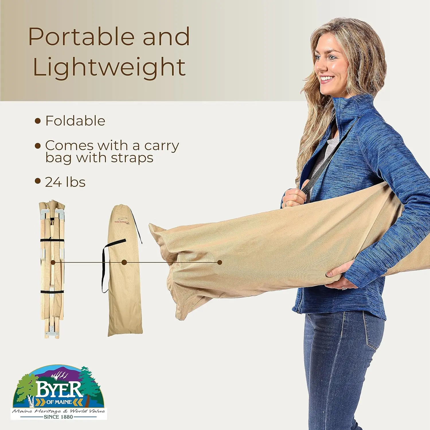 Berço de acampamento dobrável, capacidade de 375 lbs