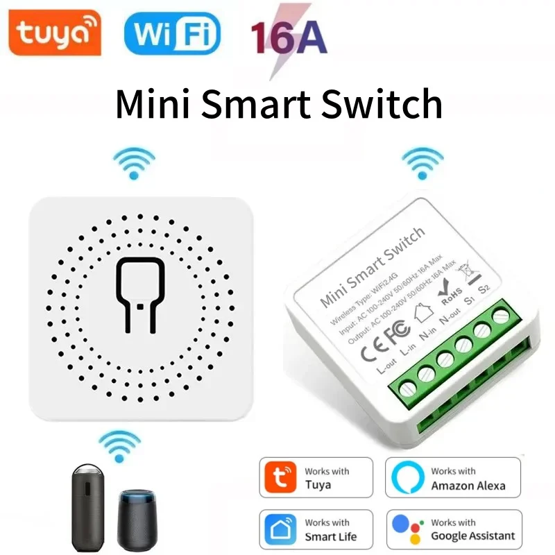 

16A Wifi Smart Switch Smart Home Light Switches Module 2 Way Control Work with Tuya Smart Life Alexa Google Home Switch