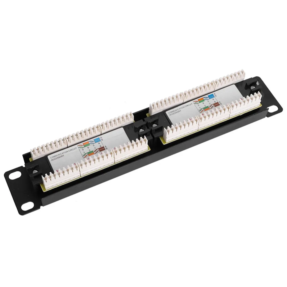 12-Port UTP Patch Panel CAT6 RJ45 10 Inch Wide Cable Rack PPO+PC Injection 1U Ethernet Network Data Patch Panel Rack Mount