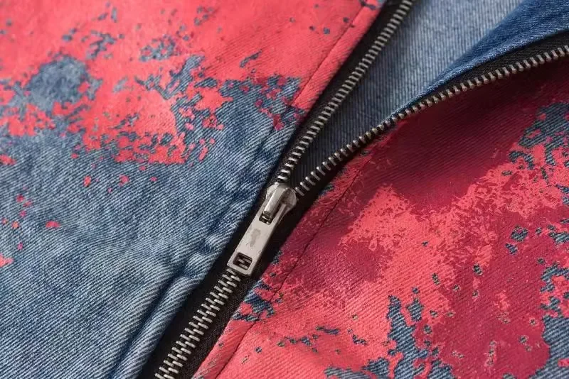 Jesień Kobiety Vintage Loose Tie Dye Gradient Denim Coat Female Casual Blue Trendy Niche Jeans Jacket Odzież wierzchnia Streetwear 3XL