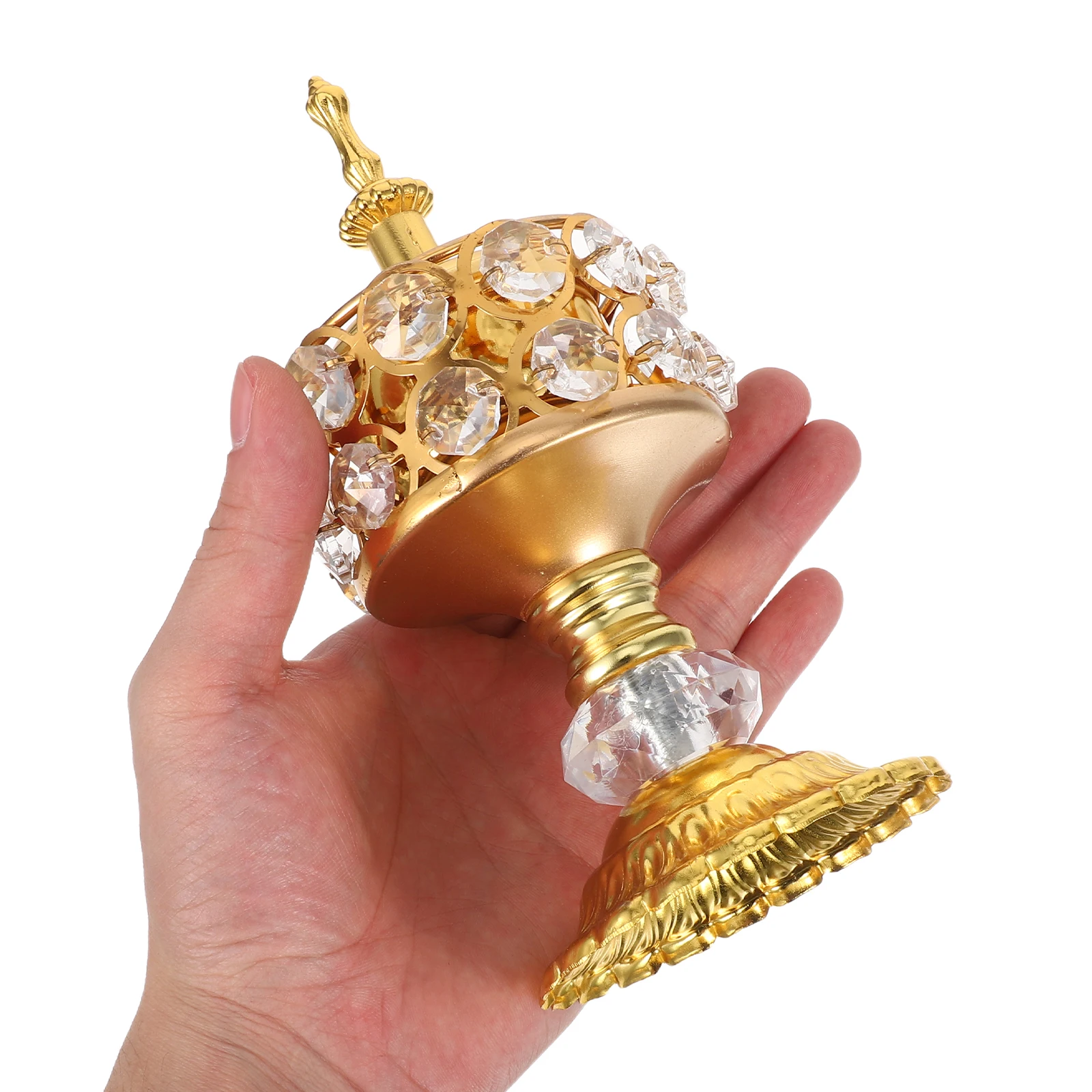 

Metal Arabic Incense Burner Handheld Vintage Gold Lace for Meditation Spa Yoga Charcoal Aromatherapy Incense Holder