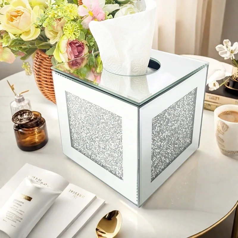 

Carton drawing living room advanced sense light luxury creative hotel simple style desktop coffee table diamond tissue box
