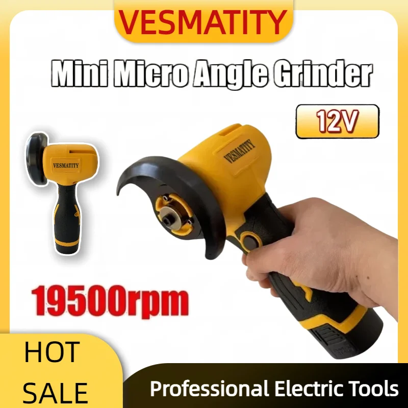 Brushless Mini Angle Grinder with Rechargeable Lithium Battery Cordless Polishing Machine Diamond Cutting For 12V Battery