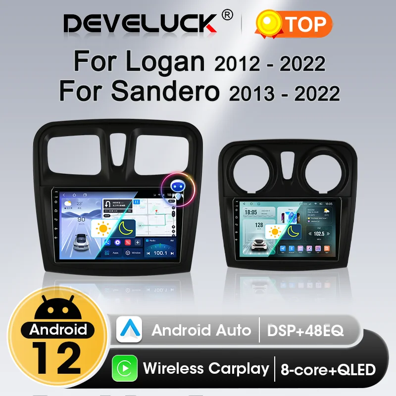 

Carplay For Renault Logan 2 2012-2022 Sandero 2 2013-2022 QLED Android 12 Car Radio Multimedia Player Navigation GPS Stereo DVD