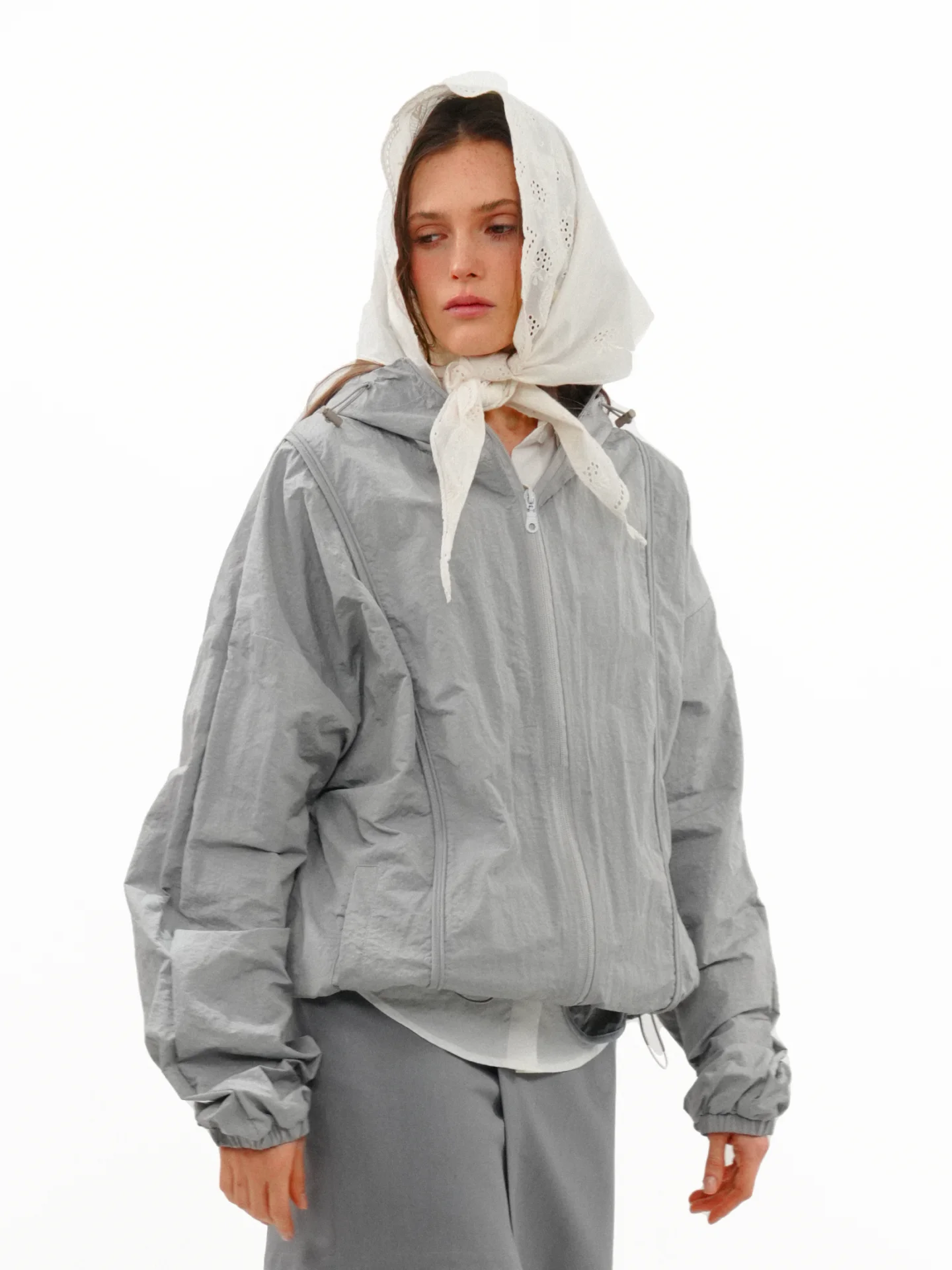 

AXYPAGES Outdoor Windproof Nylon Fabric Tee-in-One Dstring Fce Texture Sports Jaet Sportswear for Men And Women