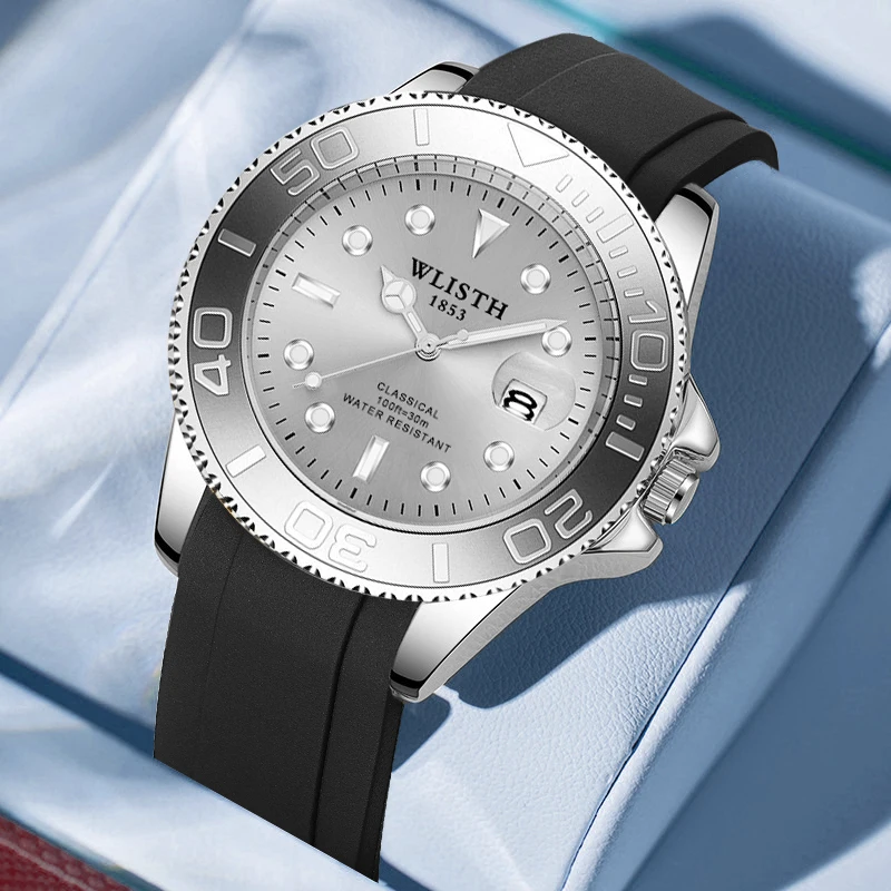 Watches for Man High Quality Fashion Silicone Band Man Watch Waterproof Quartz Wristwatch Functional Business Sports Watch