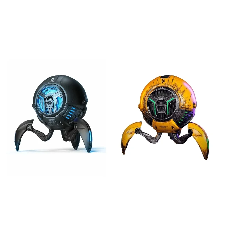 

Speaker Zinc Alloy Mecha Design 20W Deep Bass RGB Lights Sci-fi Desktop Art TWS Pairing for Gift