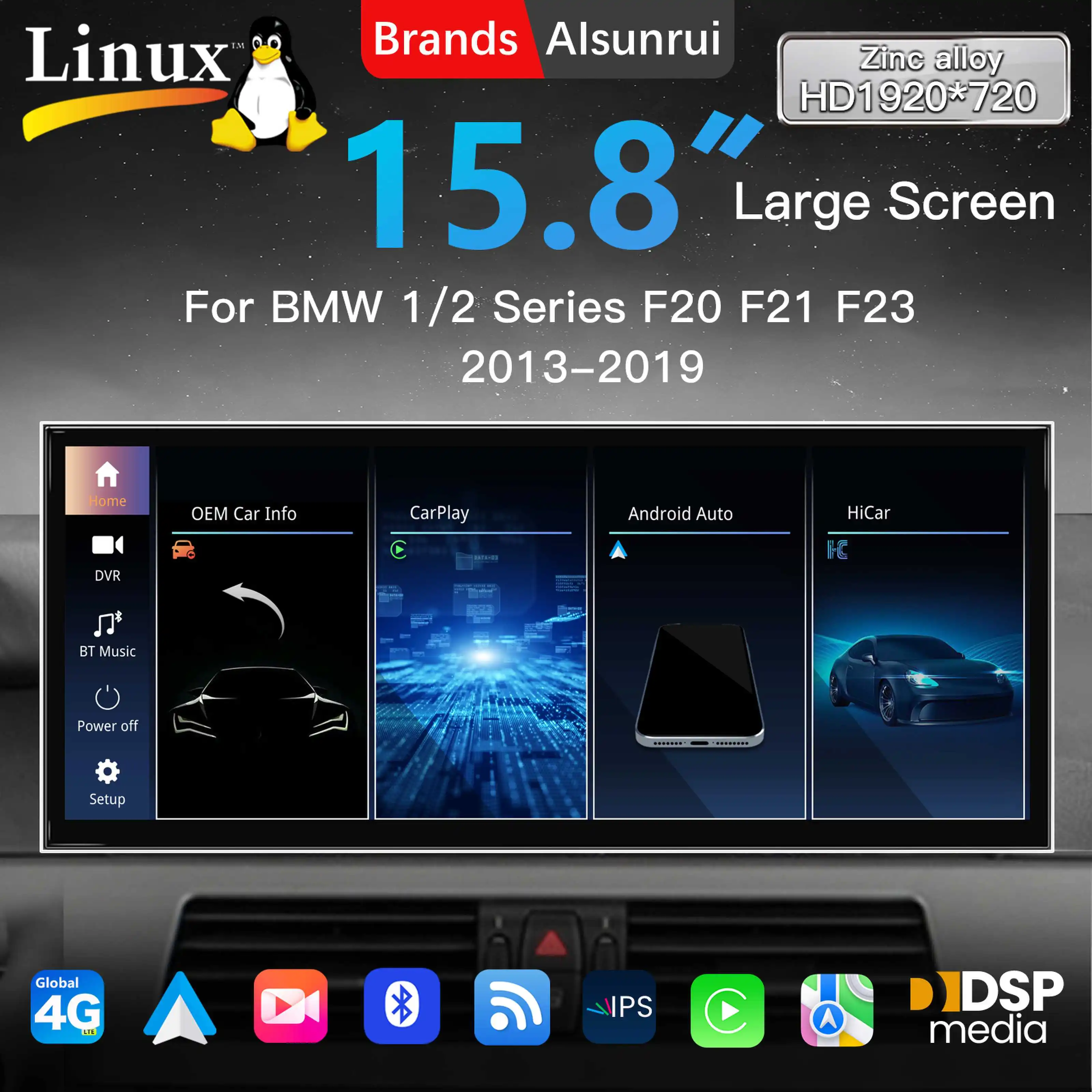 

15.8 "Carplay Linux Screen Car Multimedia Player For BMW 1/2 Series F20 F22 F213/4 Series F30 F31 F32 F33 F36 EVO NBT Radio WIFI