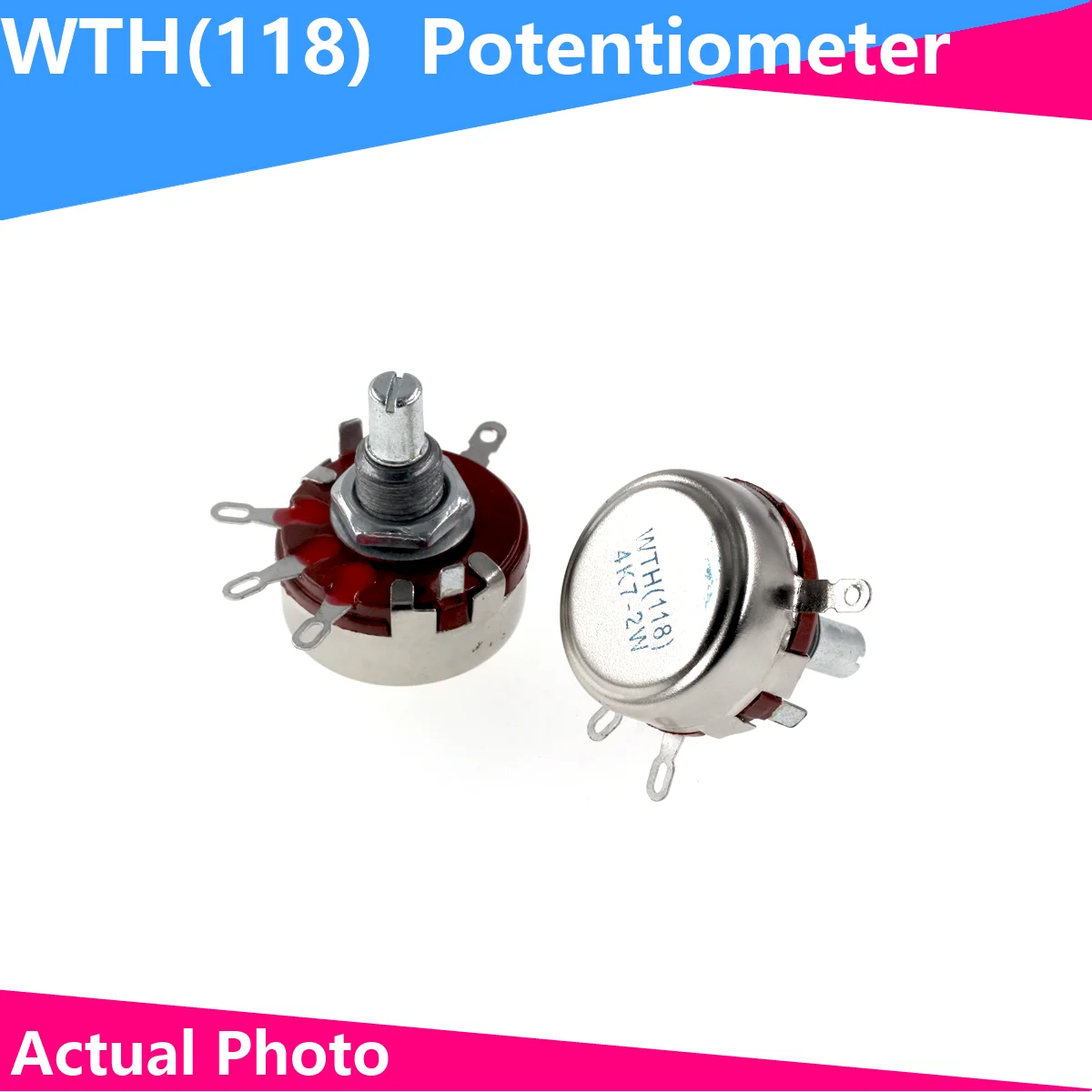 WTH118 2W 1A Potentiometer 1K 2.2K 4.7K 10K 22K 47K 100K 470K 1M WTH118-2W Round Shaft Carbon Rotary Taper Potentiometer